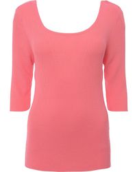 Morgan - Coral Open Back Detail Knitted Top - Lyst
