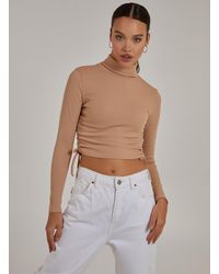 Pink Vanilla - Ruched High Neck Side Top - Lyst