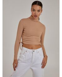 Pink Vanilla - Ruched High Neck Side Top - Lyst
