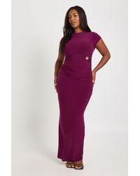 Boohoo - Plus Ruched Waist Trim Detail Long Sleeve Maxi Dress - Lyst