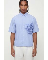 BoohooMAN - Boxy Crop 3D Floral Stripe Shirt - Lyst