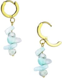 The Jewellery Stockroom - Plated Pvd Waterproof Stainless Steel Gemstone Huggie Drop Earrings - Lyst