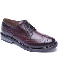 Base London - Tanner Leather Bordo Brogues Shoes - Lyst