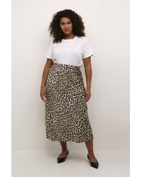 Kaffe - Rok Regular Fit Black/brown Leo Print - Lyst
