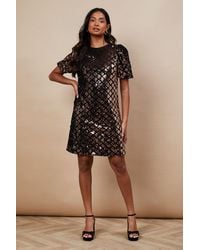Oasis - Occasion Geo Sequin Puff Sleeve Mini Dress - Lyst