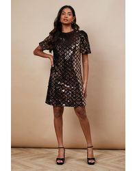 Oasis - Occasion Geo Sequin Puff Sleeve Mini Dress - Lyst