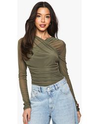 Boohoo - Mesh Cross Over One Piece - Lyst