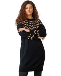 Roman - Chevron Stretch Knit Jumper Dress - Lyst