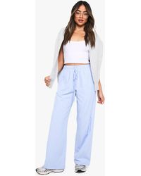 Boohoo - Stripe Wide Leg Drawstring Trouser - Lyst