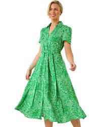 Roman - Petite Abstract Print Button Shirt Dress - Lyst