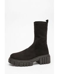 Quiz - Faux Suede Chunky Sock Boots - Lyst