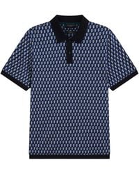 Ted Baker - Hamishs Jacquard Stripe Geo Polo Shirt Cotton - Lyst