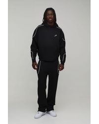 BoohooMAN - Oversized Boxy Piped Hoodie & Baggy Jogger Tracksuit - Lyst
