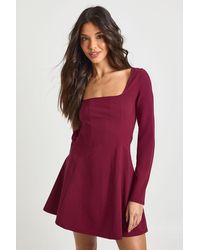 Boohoo - Bengaline Square Neck Godet Hem Skater Dress - Lyst