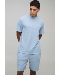 BoohooMAN - Regular Fit Waffle T-Shirt & Shorts Set - Lyst