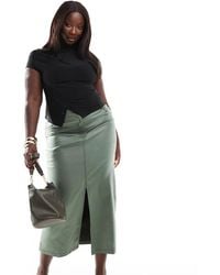 Yours - Pu Midaxi Skirt With Front Split - Lyst
