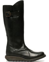 Fly London - Mol 2 Leather Wedge Heel Knee High Zip Up Boots - Lyst