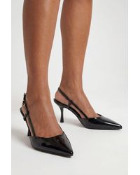 Boohoo - Wide Fit Slingback Box Pointed Court Shoes - Lyst