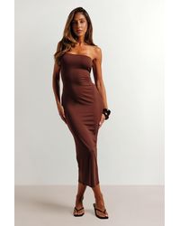 Boohoo - Super Soft Bandeau Midi Dress - Lyst