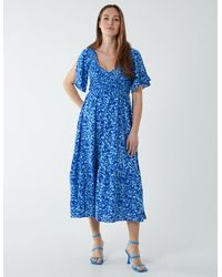 Blue Vanilla - Sheared Bust Midi Dress With Angel Sleeve - Lyst