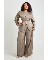 Boohoo - Plus High Neck Collarless Cinched Blazer - Lyst