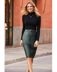 Sosandar - Dark Leather Buckle Detail Pencil Skirt - Lyst