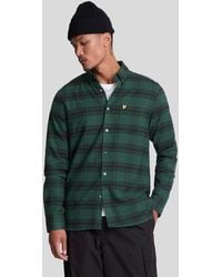Lyle & Scott - Tonal Check Flanellen Overhemd Blauw - Lyst