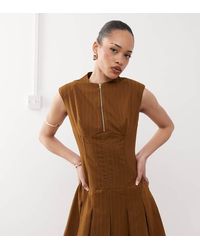 Labelrail - X Jennifer Mcking Corset Panneled Pinstripe Mini Dress - Lyst