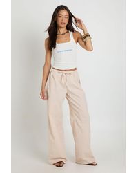 Boohoo - Tall Cotton Poplin Stripe Wide Leg Trousers - Lyst
