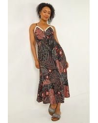 Roman - Petite Abstract Leaf Crochet Trim Dress - Lyst