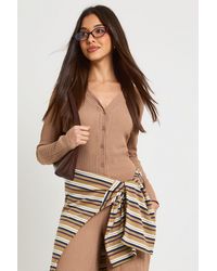 Boohoo - Textured Button Through Long Sleeve Top - Lyst