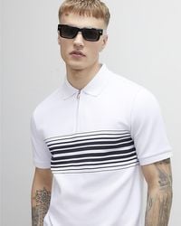 River Island - Polo Shirt Slim Fit Stripe Short Sleeve - Lyst