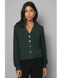 Wallis - Chiffon Sleeve Button Front Cardigan - Lyst