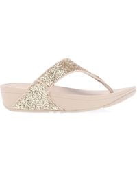 Fitflop - Lulu Glitter Toe Thongs Platino Sandals - Lyst