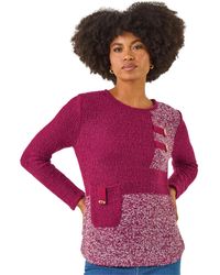 Roman - Textured Colour Block Knit Jumper - Lyst