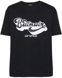 Balmain - T-shirt Met Logoprint Uit De Jaren 70 In Zwart - Lyst