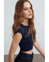 Dilvin - Slim Fit Crop Jersey Blouse - Lyst