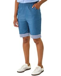 Roman - Bengaline Turn Up Stripe Stretch Shorts - Lyst