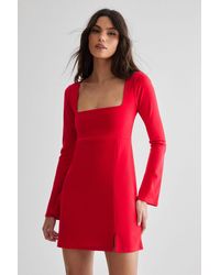 Nasty Gal - Square Neckline Long Sleeve Mini Dress - Lyst