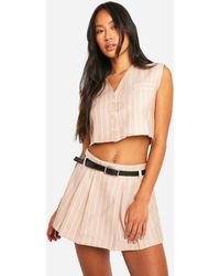 Boohoo - Woven Pinstripe Super Crop Waistcoat - Lyst
