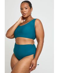 Boohoo - Plus Tummy Control Ruched High Waist Bikini Bottom - Lyst