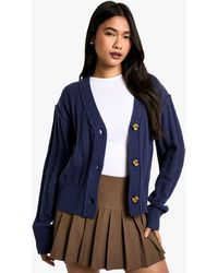 Boohoo - Seam Detail Soft Rib Knit Boyfriend Cardigan - Lyst