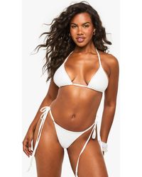 Boohoo - Premium Bridal Broderie Pearl Trim Tie Side Brief - Lyst