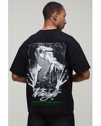 BoohooMAN - Afterlight Skull Print Oversized Short Sleeve T-Shirt - Lyst
