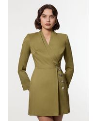 Karen Millen - Petite Soft Structured Tailored Wrap Blazer Dress - Lyst