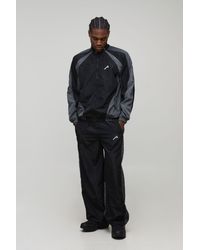 BoohooMAN - Funnel Neck Track Jacket & Relaxed Jogger Nylon Tracksuit - Lyst