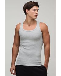 BoohooMAN - Basic Muscle Fit Waffle Vest - Lyst