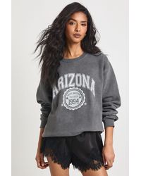 Boohoo - Arizona Printed Washed Oversized Sweatshirt - Lyst