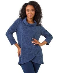 Roman - Petite Brushed Knit Wrap Top - Lyst