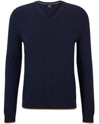 BOSS - V-Neck Long Sleeve Regular Fit Sweater - Lyst